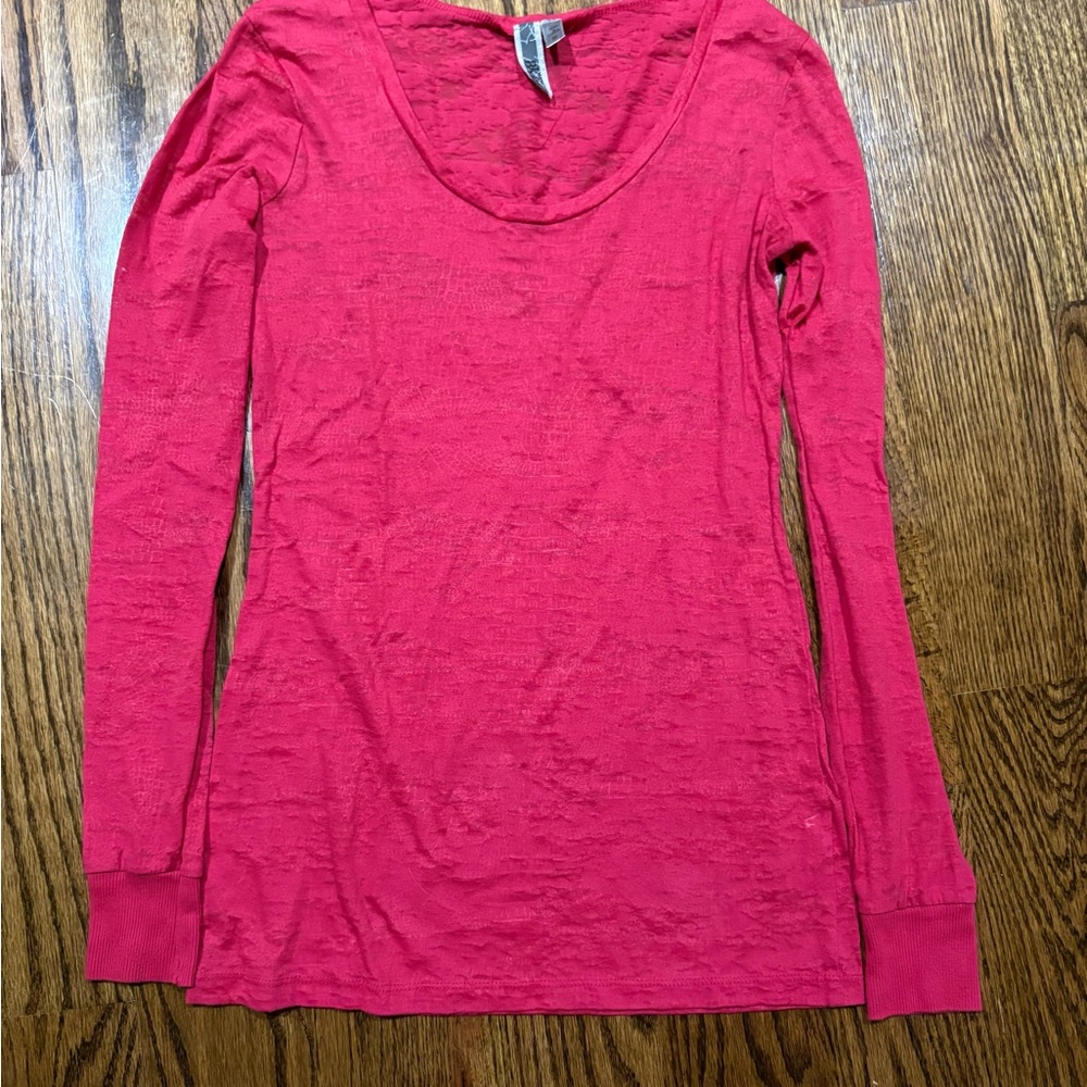 Y2K Pink Sheer Long Sleeve Top